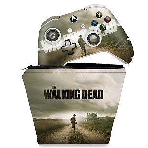 KIT Capa Case e Skin Xbox One Slim X Controle - The Walking Dead