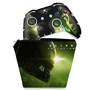 KIT Capa Case e Skin Xbox One Slim X Controle - Alien Isolation