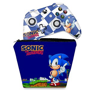 KIT Capa Case e Skin Xbox One Slim X Controle - Sonic The Hedgehog