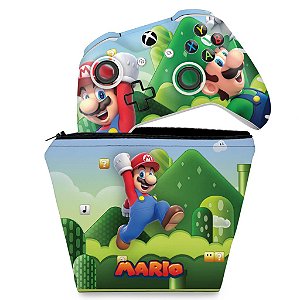 KIT Capa Case e Skin Xbox One Slim X Controle - Super Mario Bros
