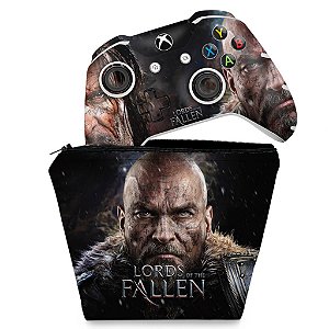 KIT Capa Case e Skin Xbox One Slim X Controle - Lords of the Fallen