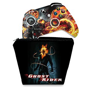 KIT Capa Case e Skin Xbox One Slim X Controle - Ghost Rider - Motoqueiro Fantasma #B