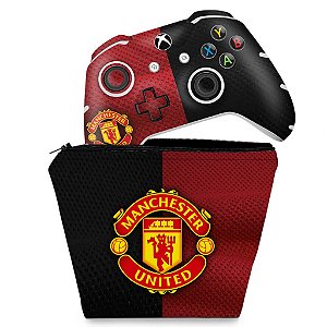 KIT Capa Case e Skin Xbox One Slim X Controle - Manchester United