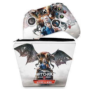 KIT Capa Case e Skin Xbox One Slim X Controle - The Witcher 3 Blood And Wine