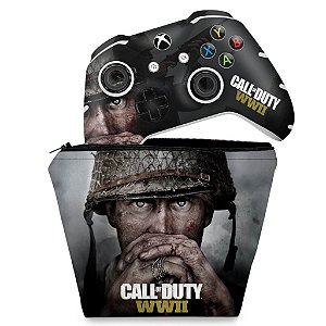 KIT Capa Case e Skin Xbox One Slim X Controle - Call of Duty WW2