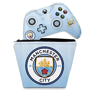 KIT Capa Case e Skin Xbox One Slim X Controle - Manchester City FC