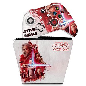 KIT Capa Case e Skin Xbox One Slim X Controle - Star Wars The Last Jedi