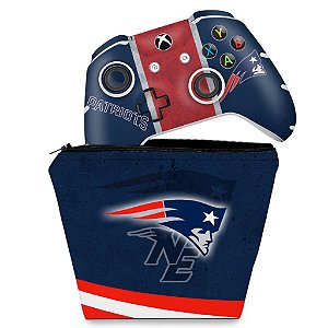 KIT Capa Case e Skin Xbox One Slim X Controle - New England Patriots NFL