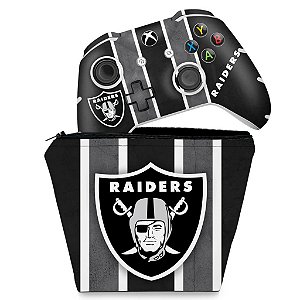 KIT Capa Case e Skin Xbox One Slim X Controle - Oakland Raiders NFL