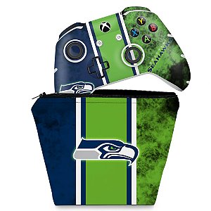 KIT Capa Case e Skin Xbox One Slim X Controle - Seattle Seahawks - NFL