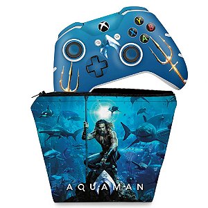 KIT Capa Case e Skin Xbox One Slim X Controle - Aquaman