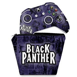 KIT Capa Case e Skin Xbox One Slim X Controle - Pantera Negra Comics
