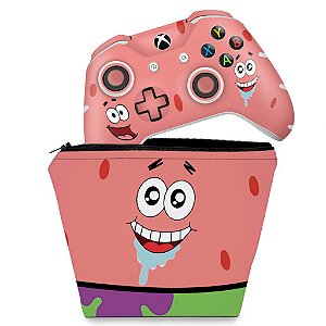 KIT Capa Case e Skin Xbox One Slim X Controle - Patrick Bob Esponja