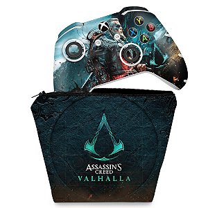 KIT Capa Case e Skin Xbox One Slim X Controle - Assassin's Creed Valhalla