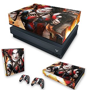 KIT Xbox One X Skin e Capa Anti Poeira - Arlequina Harley Quinn #B