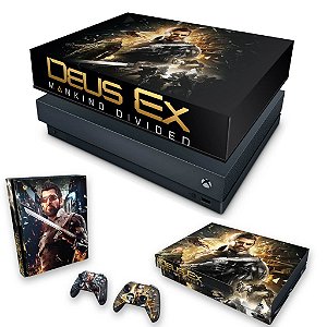 KIT Xbox One X Skin e Capa Anti Poeira - Deus Ex: Mankind Divided