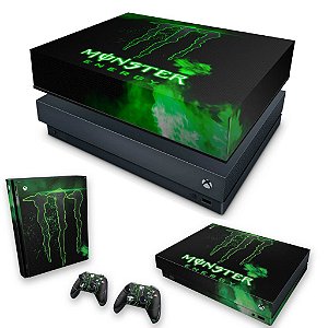 KIT Xbox One X Skin e Capa Anti Poeira - Monster Energy Drink