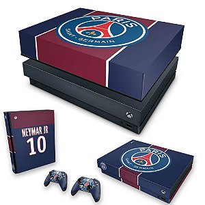 KIT Xbox One X Skin e Capa Anti Poeira - Paris Saint Germain Neymar Jr PSG