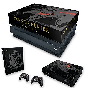 KIT Xbox One X Skin e Capa Anti Poeira - Monster Hunter Edition