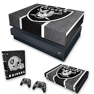 KIT Xbox One X Skin e Capa Anti Poeira - Oakland Raiders NFL