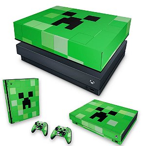 KIT Xbox One X Skin e Capa Anti Poeira - Creeper Minecraft