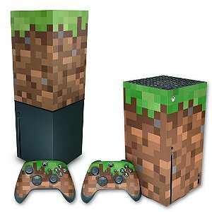 KIT Xbox Series X Skin e Capa Anti Poeira - Minecraft