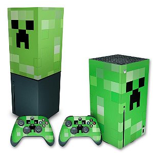 KIT Xbox Series X Skin e Capa Anti Poeira - Creeper Minecraft