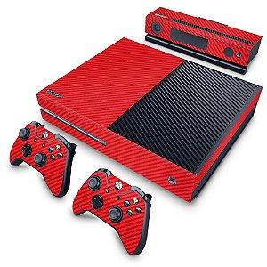 Xbox One Fat Skin - Fibra de Carbono Vermelho