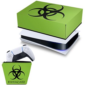 KIT PS5 Capa e Case Controle - Biohazard Radioativo