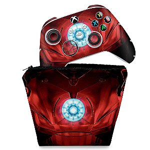 KIT Capa Case e Skin Xbox Series S X Controle - Iron Man Homem De Ferro