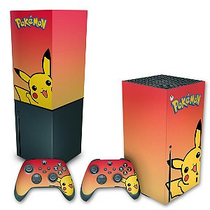 KIT Xbox Series X Skin e Capa Anti Poeira - Pokemon Pikachu