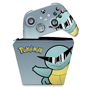 KIT Capa Case e Skin Xbox Series S X Controle - Pokemon Squirtle
