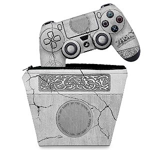 KIT Capa Case e Skin PS4 Controle - Mjolnir Thor Amor e Trovão