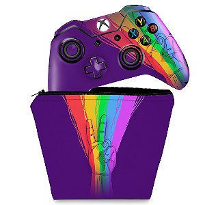 KIT Capa Case e Skin Xbox One Fat Controle - Rainbow Colors Colorido