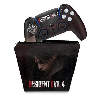 KIT Capa Case e Skin PS5 Controle - Resident Evil 4 Remake