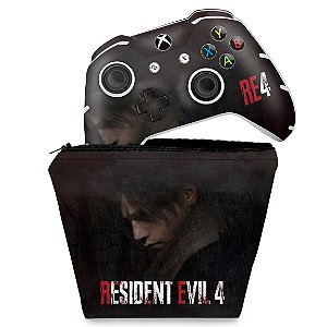 KIT Capa Case e Skin Xbox One Slim X Controle - Resident Evil 4 Remake