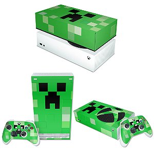 KIT Xbox Series S Skin e Capa Anti Poeira - Creeper Minecraft