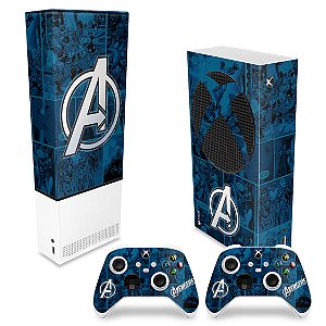 KIT Xbox Series S Capa Anti Poeira e Skin - Avengers Vingadores Comics