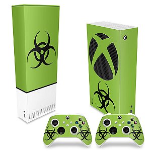 KIT Xbox Series S Capa Anti Poeira e Skin - Biohazard Radioativo