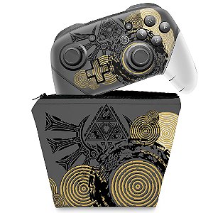 KIT Capa Case e Skin Nintendo Switch Pro Controle - Zelda Tears of the Kingdom Edition
