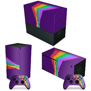 KIT Xbox Series X Capa Anti Poeira e Skin - Rainbow Colors Colorido