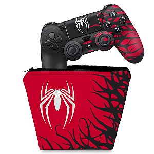 KIT Capa Case e Skin PS4 Controle - Spider-Man Homem Aranha 2 Edition
