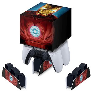 Capa PS5 Base de Carregamento Controle - Iron Man Homem De Ferro