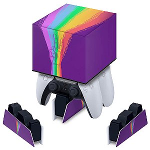 Capa PS5 Base de Carregamento Controle - Rainbow Colors Colorido