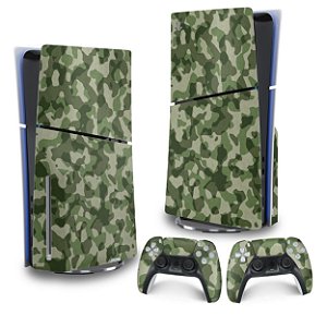 Skin PS5 Slim Vertical - Camuflado Verde