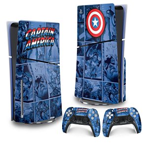 Skin PS5 Slim Vertical - Capitão América Comics