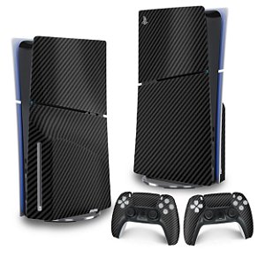 Skin PS5 Slim Vertical - Fibra de Carbono Preto