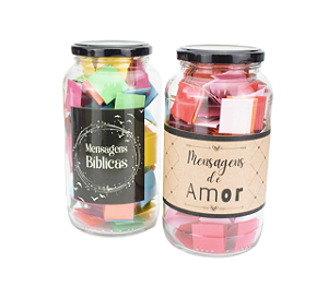 Kit Pote de Mensagens Bíblicas e Pote do Amor
