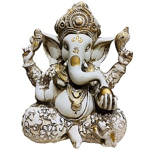Ganesha Grande - Branco e Dourado