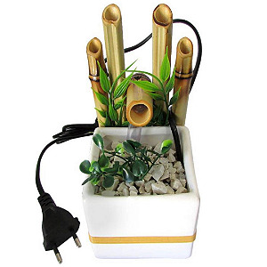 Fonte agua ceramica e bambu quadrada mesa